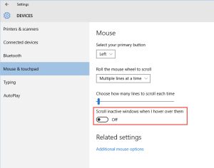 Scrolling in Windows 10